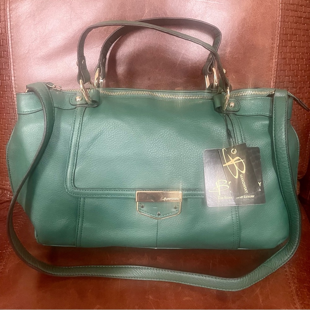 B Makowsky Spacious Genuine Leather Shoulder & Satchel & Crossbody Bag - Picture 2 of 12